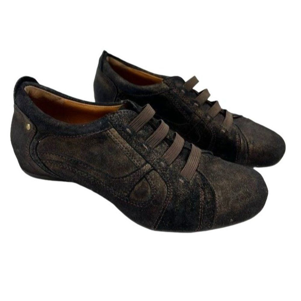 Womens EARTHIES Ronda Brown Bronze Rock Leather Slip On Shoes Sneakers sz 8
